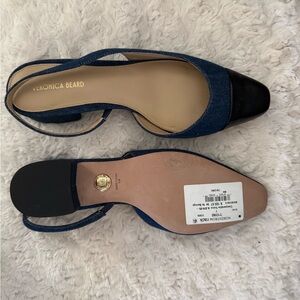 NWOT Veronica Beard
Nordstrom
Denim-Look Slingback Flats with Black Cap Toe